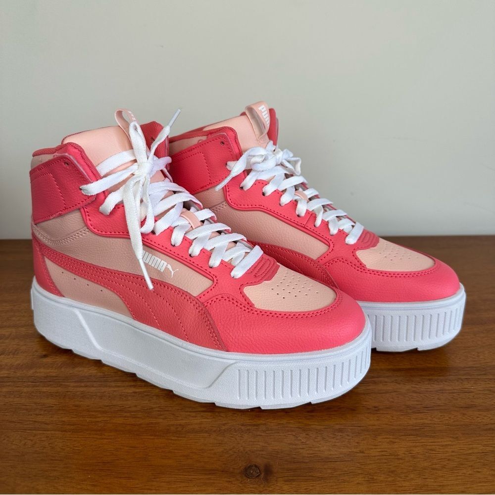 Puma Girl's Puma Karmen Rebelle Pink and Peach Platform Sneaker, KIDS size 7